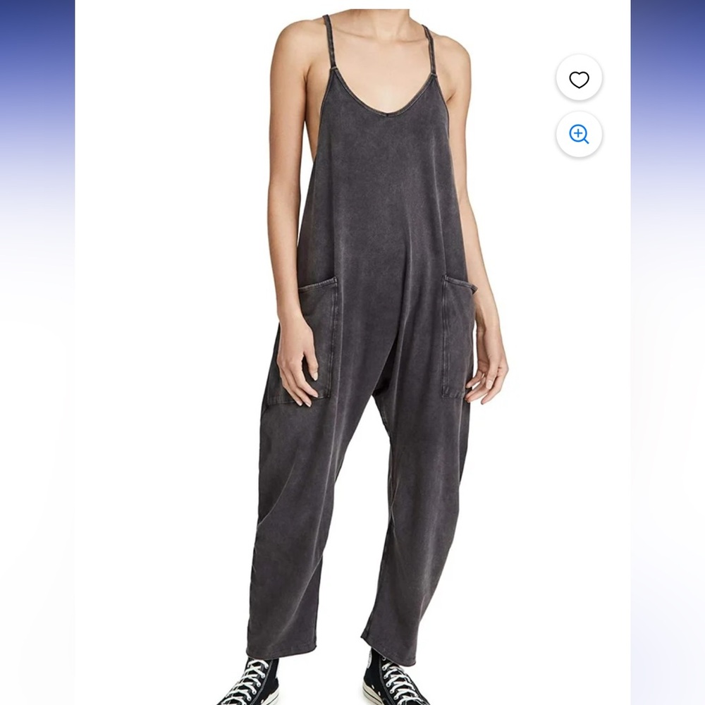 Free People Hot Shot Onesie Charcoal Jumpsuit